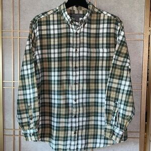 Saddlebred Tall Man, 100% cotton flannel, green & cream plaid, men’s size 2XLT